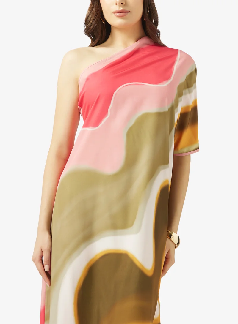 Ginger  One Shoulder Printed Resort Dress for Women | Best Price UAE